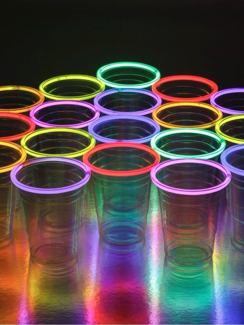 GLOW PARTY CUPS 16oz with Glow Sticks – Neon Light Up Cups for Glow Party, Bl...